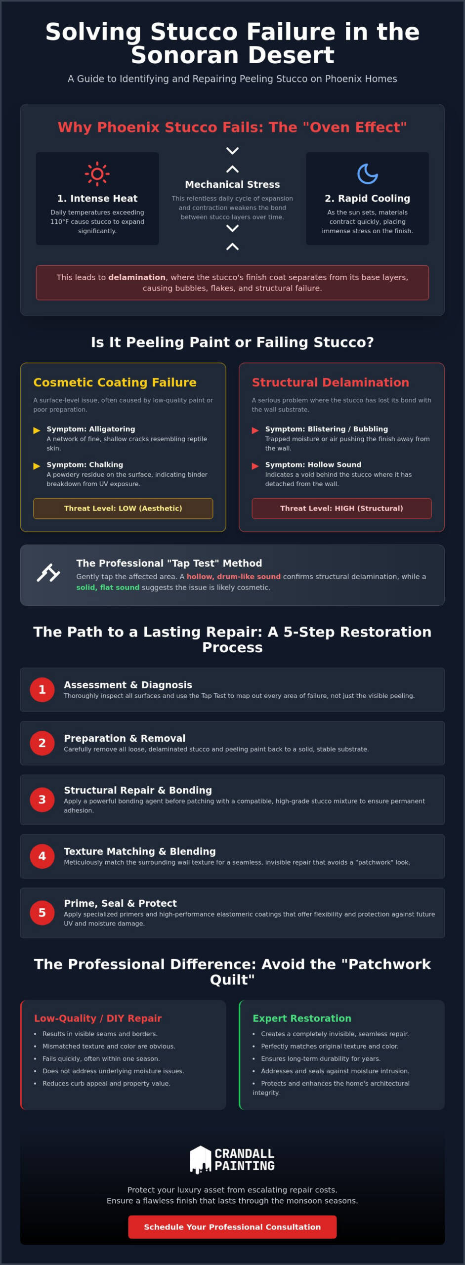 What to Do About Peeling Stucco in Phoenix: A Master Craftsman’s Restoration Guide